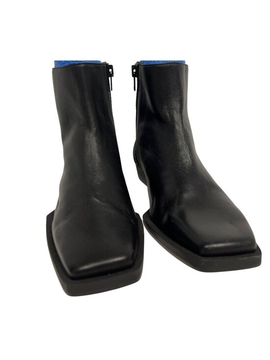 FRAME Le Maddox Leather Ankle Boots Women's Size EU 35 US 5 Black Square Toe - Picture 2 of 10